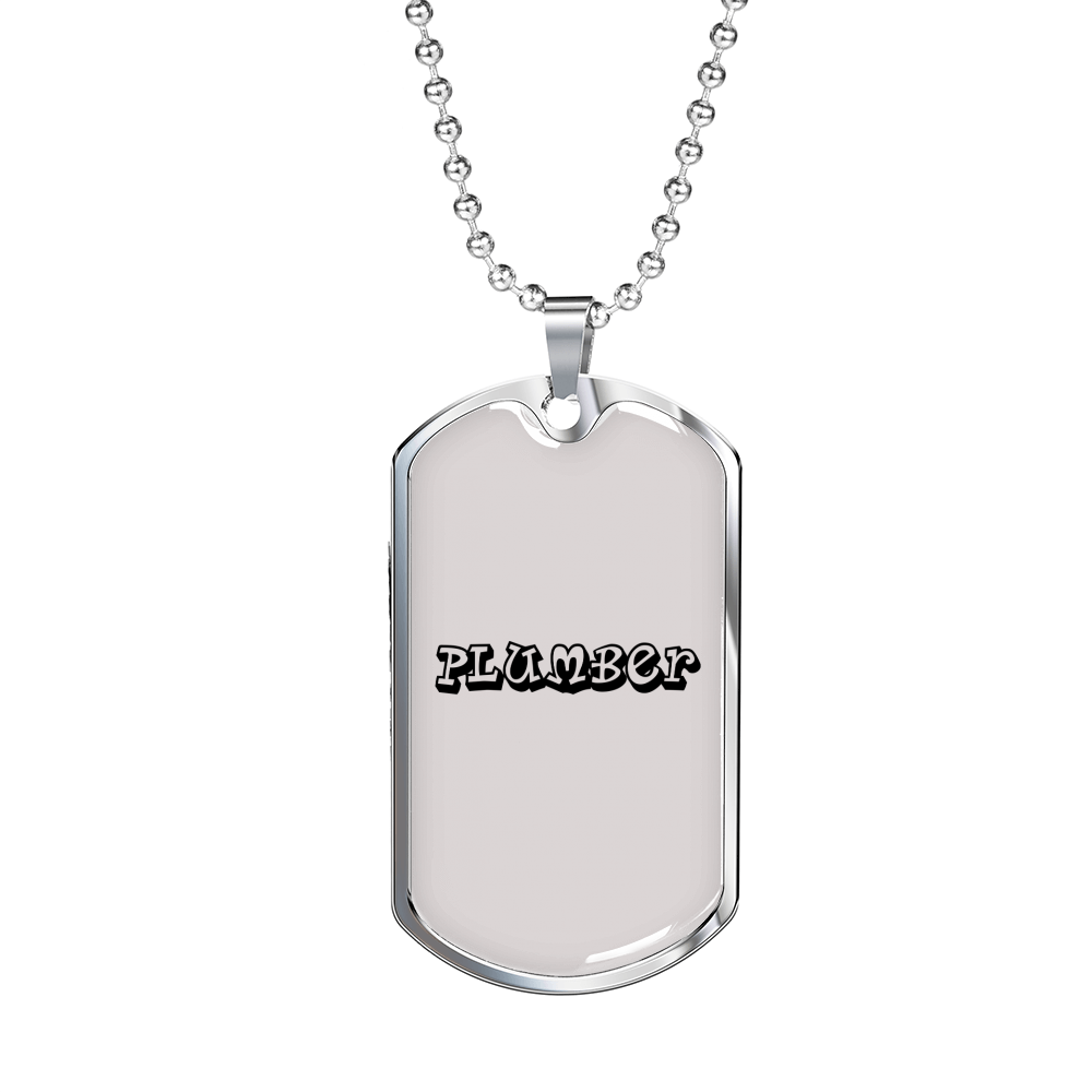 Plumber Necklace Stainless Steel or 18k Gold Dog Tag 24" Chain-Express Your Love Gifts