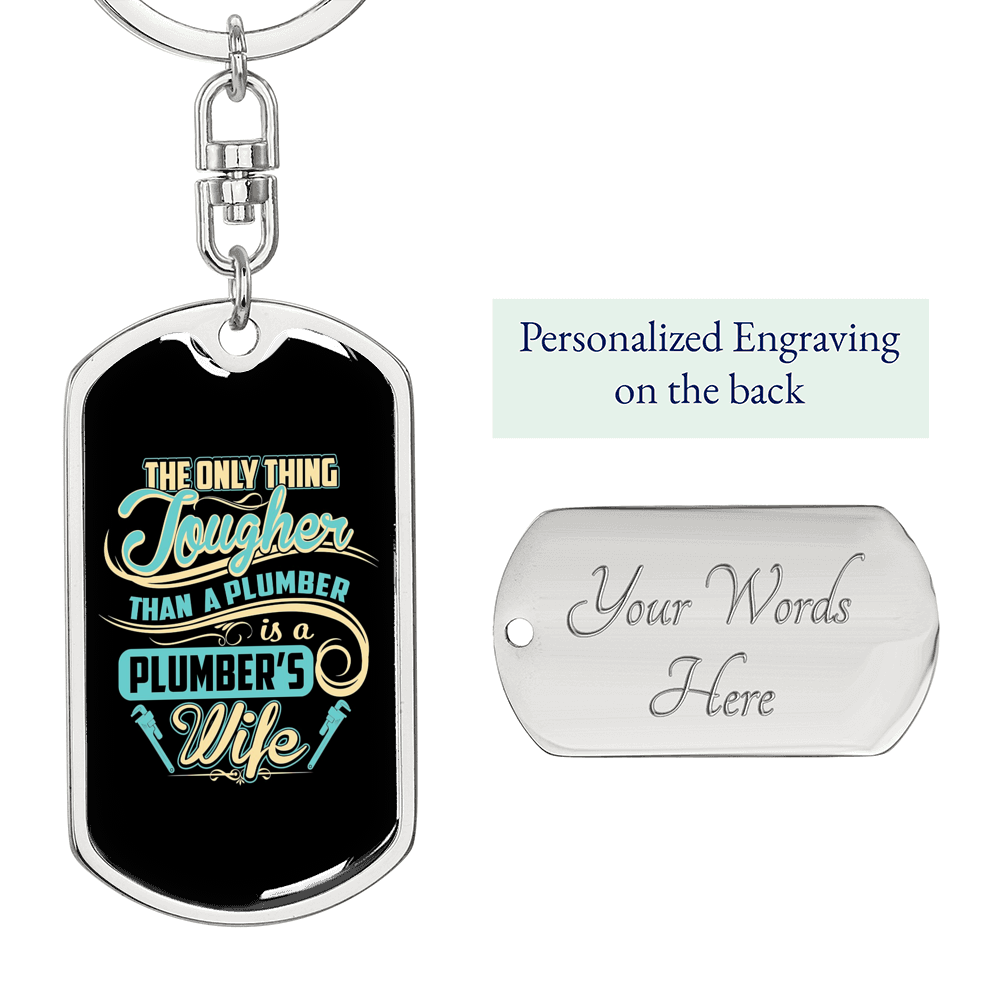 Plumber'S Wife Swivel Keychain Dog Tag Stainless Steel or 18k Gold-Express Your Love Gifts