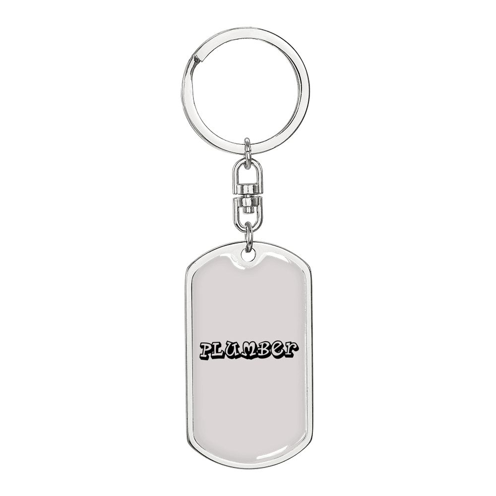 Plumber Swivel Keychain Dog Tag Stainless Steel or 18k Gold-Express Your Love Gifts