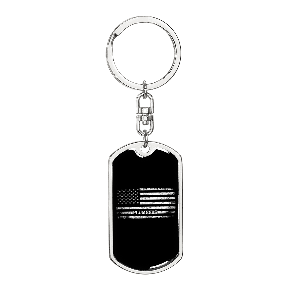 Plumbers Swivel Keychain Dog Tag Stainless Steel or 18k Gold-Express Your Love Gifts