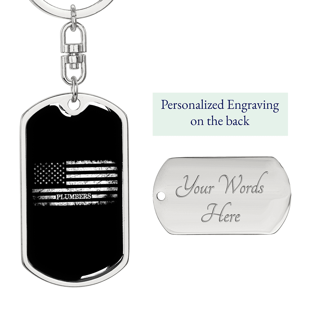 Plumbers Swivel Keychain Dog Tag Stainless Steel or 18k Gold-Express Your Love Gifts