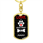 Pointer Keychain Stainless Steel or 18k Gold Dog Tag Keyring-Express Your Love Gifts