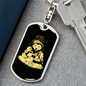Poker Bear Gambler Keychain Stainless Steel or 18k Gold Dog Tag Keyring-Express Your Love Gifts