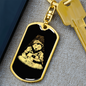 Poker Bear Gambler Keychain Stainless Steel or 18k Gold Dog Tag Keyring-Express Your Love Gifts