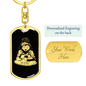 Poker Bear Gambler Keychain Stainless Steel or 18k Gold Dog Tag Keyring-Express Your Love Gifts