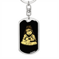 Poker Bear Gambler Keychain Stainless Steel or 18k Gold Dog Tag Keyring-Express Your Love Gifts