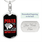 Poker is Much Important Gambler Keychain Stainless Steel or 18k Gold Dog Tag Keyring-Express Your Love Gifts