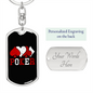 Poker Playing Cards Gambler Keychain Stainless Steel or 18k Gold Dog Tag Keyring-Express Your Love Gifts