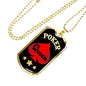 Poker Queen Dog Tag Stainless Steel or 18k Gold 24" Chain-Express Your Love Gifts