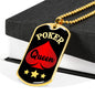 Poker Queen Dog Tag Stainless Steel or 18k Gold 24" Chain-Express Your Love Gifts