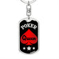 Poker Queen Keychain Dog Tag Stainless Steel or 18k Gold-Express Your Love Gifts