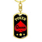 Poker Queen Keychain Dog Tag Stainless Steel or 18k Gold-Express Your Love Gifts