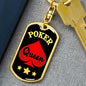 Poker Queen Keychain Dog Tag Stainless Steel or 18k Gold-Express Your Love Gifts