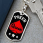 Poker Queen Keychain Dog Tag Stainless Steel or 18k Gold-Express Your Love Gifts