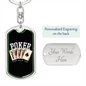 Poker Royal Flush Gambler Keychain Stainless Steel or 18k Gold Dog Tag Keyring-Express Your Love Gifts