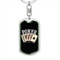 Poker Royal Flush Gambler Keychain Stainless Steel or 18k Gold Dog Tag Keyring-Express Your Love Gifts