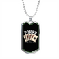 Poker Royal Flush Gambler Necklace Stainless Steel or 18k Gold Dog Tag 24" Chain-Express Your Love Gifts