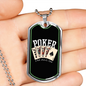 Poker Royal Flush Gambler Necklace Stainless Steel or 18k Gold Dog Tag 24" Chain-Express Your Love Gifts