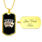 Poker Royal Flush Gambler Necklace Stainless Steel or 18k Gold Dog Tag 24" Chain-Express Your Love Gifts