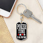 Poker Time Is All The Time Keychain Dog Tag Stainless Steel or 18k Gold-Express Your Love Gifts