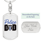 Police Badge Dad Keychain Stainless Steel or 18k Gold Dog Tag Keyring-Express Your Love Gifts