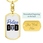 Police Badge Dad Keychain Stainless Steel or 18k Gold Dog Tag Keyring-Express Your Love Gifts