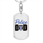 Police Badge Dad Keychain Stainless Steel or 18k Gold Dog Tag Keyring-Express Your Love Gifts