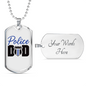 Police Badge Dad Necklace Stainless Steel or 18k Gold Dog Tag 24" Ball Chain-Express Your Love Gifts