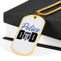 Police Badge Dad Necklace Stainless Steel or 18k Gold Dog Tag 24" Ball Chain-Express Your Love Gifts