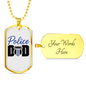 Police Badge Dad Necklace Stainless Steel or 18k Gold Dog Tag 24" Ball Chain-Express Your Love Gifts
