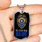Police Gift Bleeding Blue Stainless Steel or 18k Gold Dog Tag 24" Chain-Express Your Love Gifts