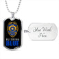 Police Gift Bleeding Blue Stainless Steel or 18k Gold Dog Tag 24" Chain-Express Your Love Gifts