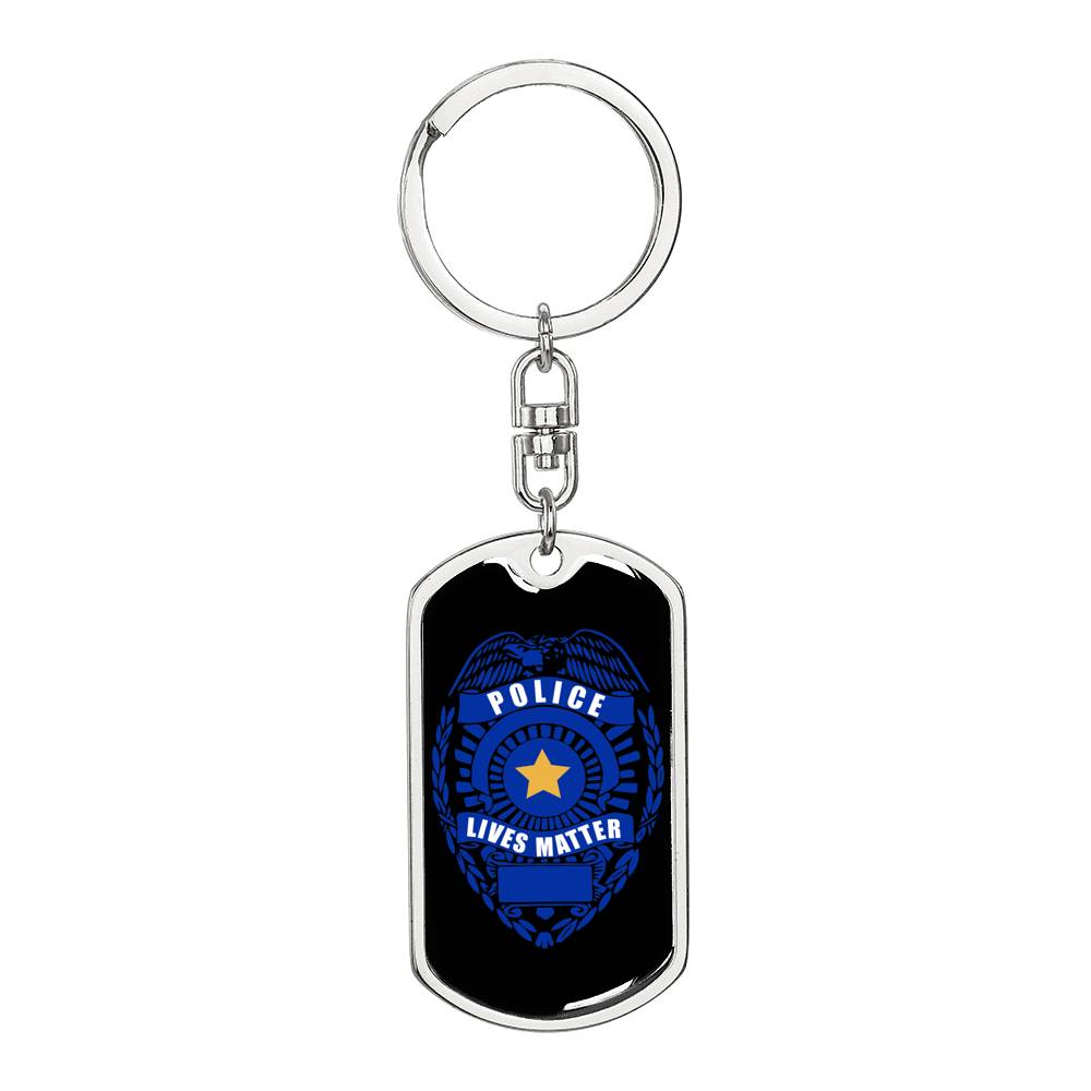 Police Lives Matter Dog Tag Pendant Keychain Stainless Steel or 18k Gold-Express Your Love Gifts