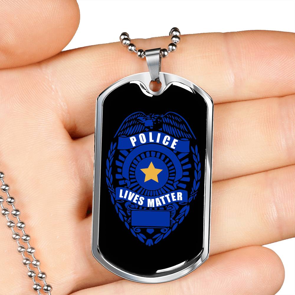 Police Lives Matter Necklace Stainless Steel or 18k Gold Dog Tag 24" Chain-Express Your Love Gifts