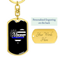 Police Mom Heart Keychain Stainless Steel or 18k Gold Dog Tag Keyring-Express Your Love Gifts