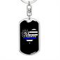 Police Mom Heart Keychain Stainless Steel or 18k Gold Dog Tag Keyring-Express Your Love Gifts