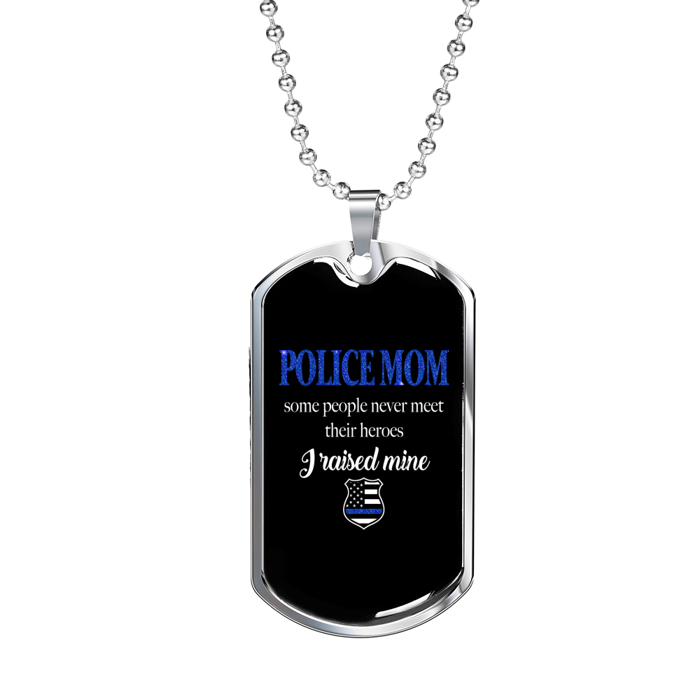 Police Mom I Raised Mine Necklace Stainless Steel or 18k Gold Dog Tag 24" Ball Chain-Express Your Love Gifts