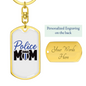 Police Mom Plain Design Keychain Stainless Steel or 18k Gold Dog Tag Keyring-Express Your Love Gifts
