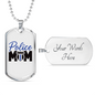 Police Mom Plain Design Necklace Stainless Steel or 18k Gold Dog Tag 24" Ball Chain-Express Your Love Gifts