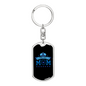 Police Mom Stars Black Keychain Stainless Steel or 18k Gold Dog Tag Keyring-Express Your Love Gifts
