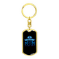 Police Mom Stars Black Keychain Stainless Steel or 18k Gold Dog Tag Keyring-Express Your Love Gifts