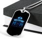 Police Mom Stars Black Necklace Stainless Steel or 18k Gold Dog Tag 24" Ball Chain-Express Your Love Gifts