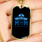 Police Mom Stars Black Necklace Stainless Steel or 18k Gold Dog Tag 24" Ball Chain-Express Your Love Gifts
