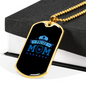 Police Mom Stars Black Necklace Stainless Steel or 18k Gold Dog Tag 24" Ball Chain-Express Your Love Gifts
