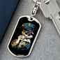 Police Skull Keychain Stainless Steel or 18k Gold Dog Tag Keyring-Express Your Love Gifts