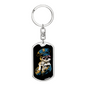 Police Skull Keychain Stainless Steel or 18k Gold Dog Tag Keyring-Express Your Love Gifts