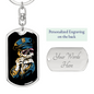 Police Skull Keychain Stainless Steel or 18k Gold Dog Tag Keyring-Express Your Love Gifts