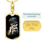Police Skull Keychain Stainless Steel or 18k Gold Dog Tag Keyring-Express Your Love Gifts