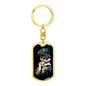 Police Skull Keychain Stainless Steel or 18k Gold Dog Tag Keyring-Express Your Love Gifts