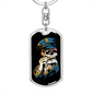Police Skull Keychain Stainless Steel or 18k Gold Dog Tag Keyring-Express Your Love Gifts